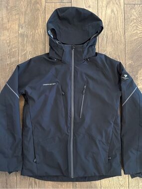 Obermeyer‎ Raze Jacket Hooded Men's Medium Black Zipper Pockets Snow Ski Aspen